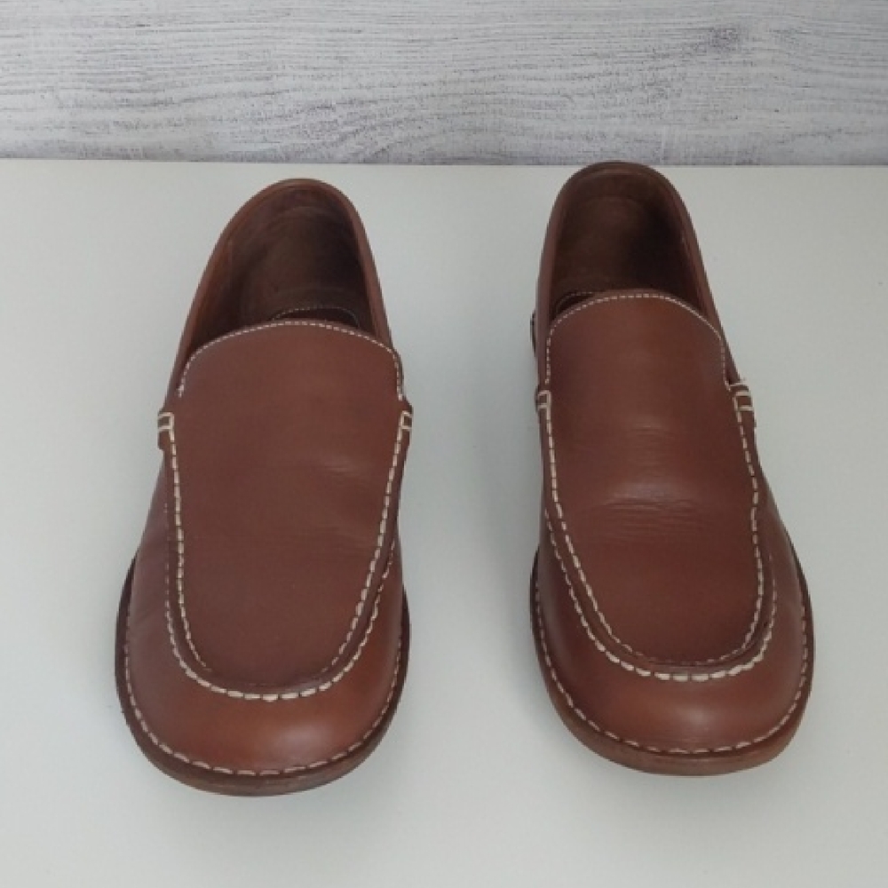 Margaritaville Brown Leather Slip-On Loafers Moccasin Style